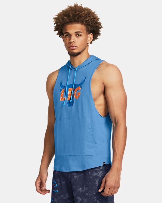 Men's Project Rock LFG Graphic Sleeveless Hoodie in Blue image number 0